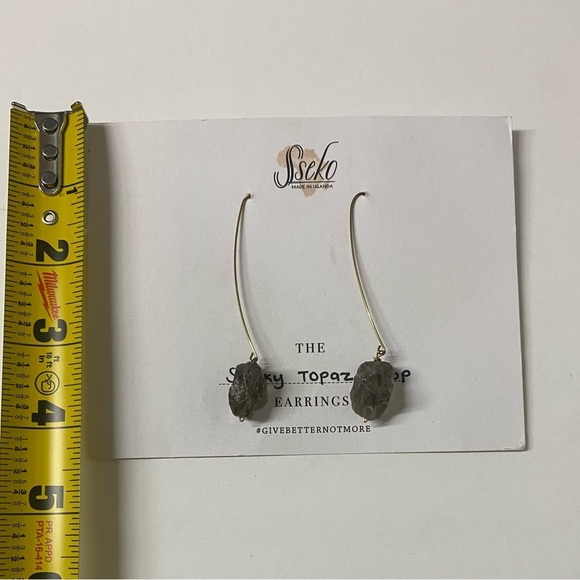 Sseko Smokey Topaz Drop Dangle Earrings - Picture 3 of 4